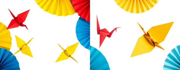 Set of Paper Origami Crane