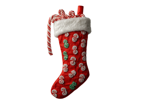 Christmas Stocking with Candy Canes.  Generative Ai