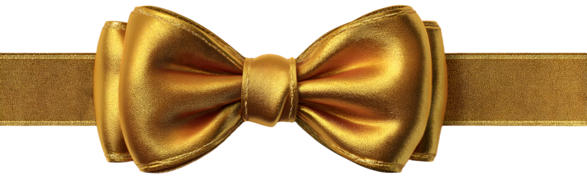 Gold Bow and Ribbon Horizontal Realistic shiny satin with shadow horizontal ribbon for decorate your wedding invitation card ,greeting card or gift boxes vector EPS10 isolated on white background.