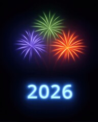 Happy 2026 New Year Banner. Sparkling Colours of Hope, Resolution, and Cheerful Beginning for All with banner, reflect, gathering