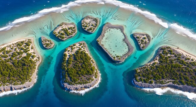 Aerial view of islands in turquoise water