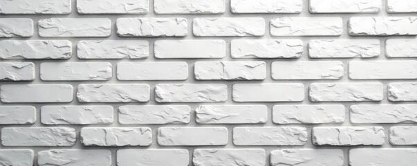 Fototapeta premium Seamless light gray brick wall texture Wide panoramic banner format , subtle, vintage, bright