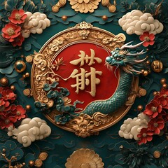 Cultural celebration of dragon symbolism traditional setting artwork colorful environment close-up view fantasy concept