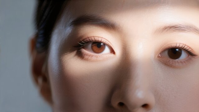 アジア人女性 光と影の中の目元