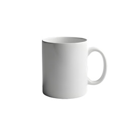 Stock photo of a white ceramic coffee mug for product mockups and design templates use on transparent background