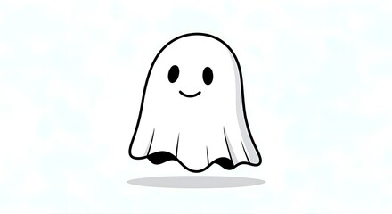 Illustration of a cute ghost, minimal and centered on white background