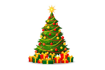 Naklejka premium Decorated christmas tree with gifts for festive holiday season