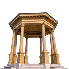 Classic Stone Gazebo with Ornate Columns and Detailed Architecture on Transparent Background