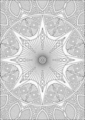Adult Stress Relief Mandala Coloring Page Outline Decorative Art Vector