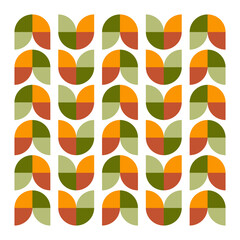 Seamless Retro Geometric Leaf Pattern in Earth Tones