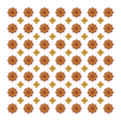 Seamless Geometric Pattern with Floral Star Motifs in Brown and Mustard Colors