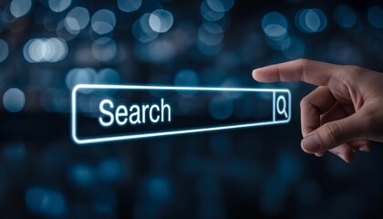 Find what you need now with a digital search, finger hovering to click and discover endless possibilities in a world of information online