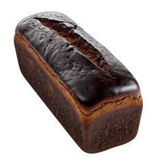 Dark Rye Bread Loaf Isolated on Black Background with Visible Texture and Crust Detail