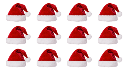 Festive Santa hats ready for holiday cheer and winter celebrations