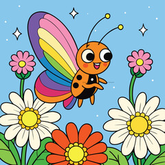 bee and flowers