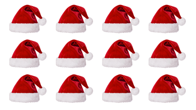 Festive Santa hats ready for holiday cheer and winter celebrations