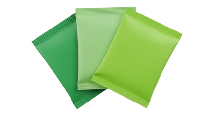 Three green squares overlapping each other on a white background