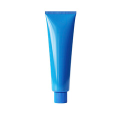 Glossy Blue Plastic Squeeze Tube With Ridged Cap Isolated On A Black Background With Studio Lighting