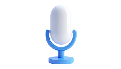 A stylized, cartoon-like microphone rendered against a stark black background