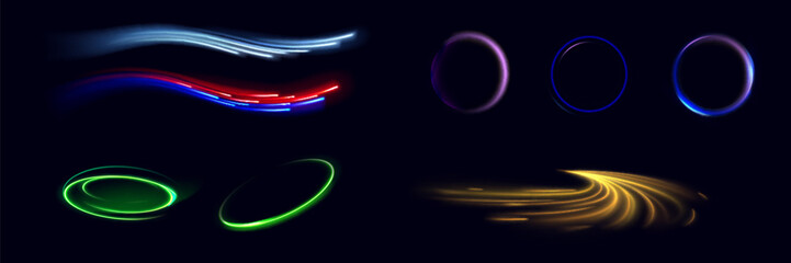 Light effect set. Glow isolated white transparent light effect set, lens flare, explosion, glitter, dust, line, sun flash, spark and stars, spotlight, curve twirl.