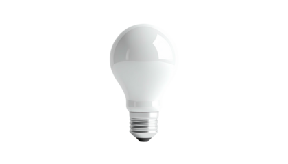 Isolated close-up of a bright white LED bulb, glowing on a black backdrop