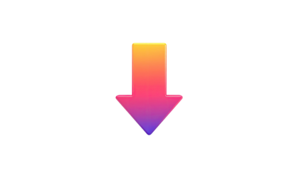 A vibrant, gradient-filled arrow pointing downwards on a stark black background