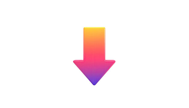 A vibrant, gradient-filled arrow pointing downwards on a stark black background