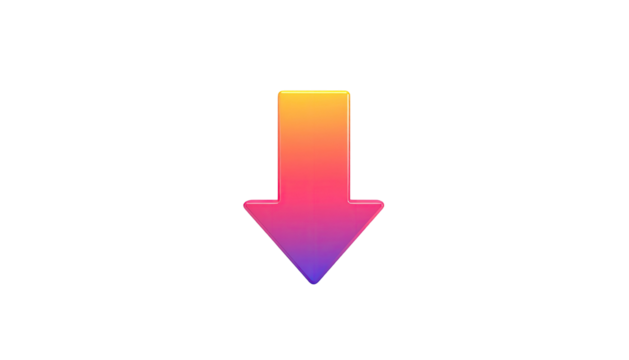 A vibrant, gradient-filled arrow pointing downwards on a stark black background