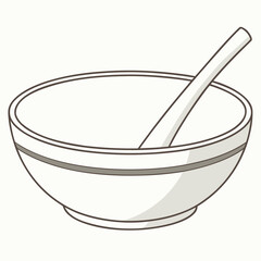 Illustration of a bowl with a spoon inside