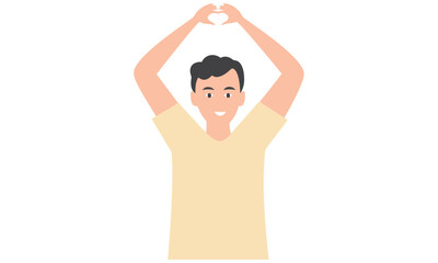  vector illustration young man making man making heart symblol with hisheads hissmiling