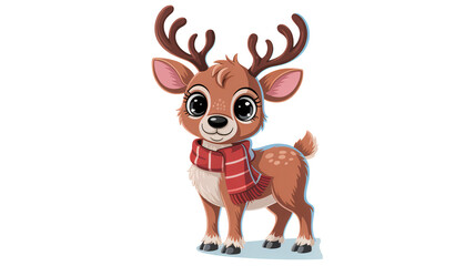 Adorable cartoon reindeer with cozy scarf ready for winter fun