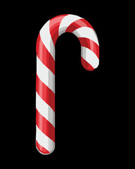Iconic red and white swirled holiday peppermint candy cane symbolizing the joy and sweetness of the winter christmas season - Vector Illustration