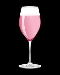 Luxurious sparkling pink champagne or cocktail drink in an elegant tall stemmed glass a symbol of new year celebration - Vector Illustration