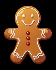 Joyful baked gingerbread man cookie with a big happy smile and minimal white icing for a classic christmas dessert motif - Vector Illustration