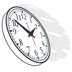 Illustration of a clock with a and a shadow behind it