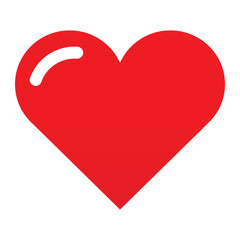 Bright Red Heart with White Shine