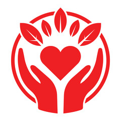 Hands Holding Heart with Growing Leaves