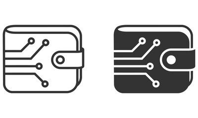 Digital wallet with microchip icon minimal style