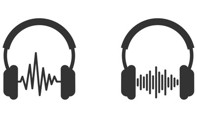 Headphone and sound waves icon headphones icon with sound wave beats vector illustration