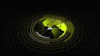 3D Futuristic Digital Globe Radar Interface with Global Tracking Points and Navigation Grid animation. High-tech 3D digital globe with radar HUD, tracking points, and navigation grid, futuristic . - Powered by Adobe