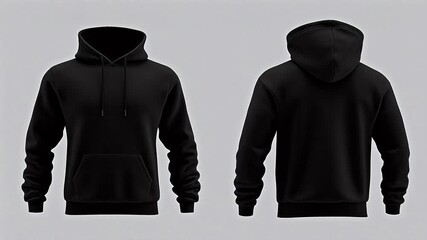 Black hoodie front and back view