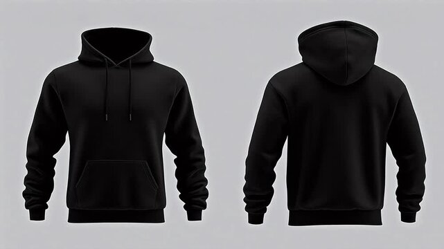 Black hoodie front and back view