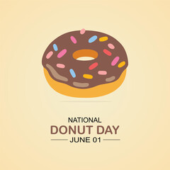 National donut day in cartoon style. Simple and elegant vector design. Sweet food. 