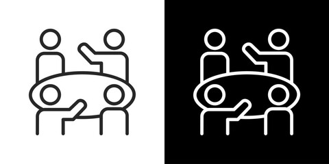 Meeting  Icon Set. Clean Line Design With Light And Dark Versions For Versatile Use. 