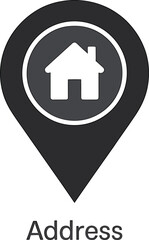 Location pin icon with house symbol representing home address or real estate