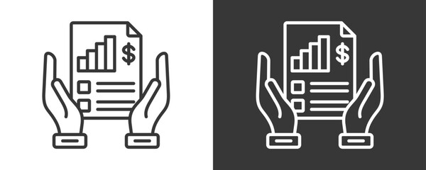 Financial Report Icon Set Vector Collection Isolated In Black And White