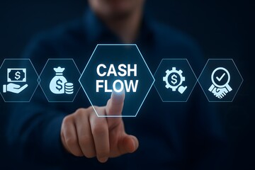 Cash flow management and revenue optimization with financial process icons