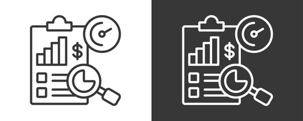Report Analysis Icon Set Vector Collection Isolated In Black And White