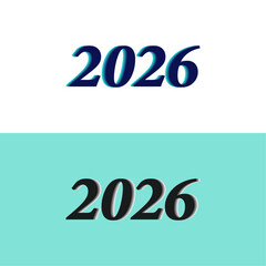 Modern 2026 Typography Design with Gradient and Shadow Effects - Vector Illustration