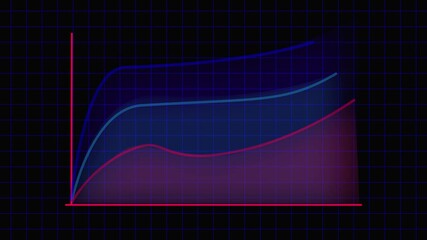 Futuristic data graph pulses with blue and purple colors over grid animation, great for science projects, AI demos, or tech videos. Abstract Data Graph with Blue and Purple Hues on Dark Grid chart . - Powered by Adobe